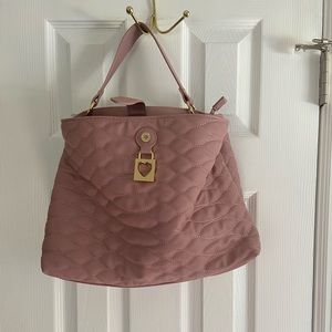 Betsey Johnson light pink large top handle purse .,3 large compartments